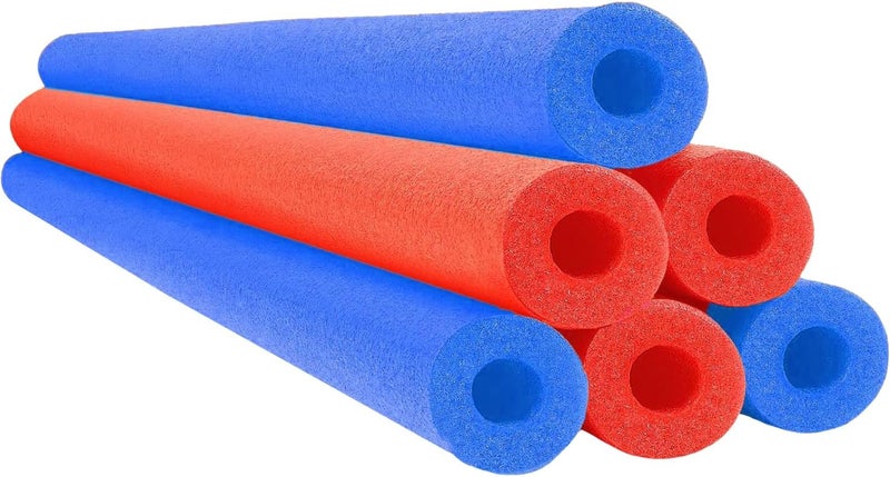 Chochkees Blue Red Variety Pool Noodles Swimming Hollow Core Foam Tube, Floating Thick Noodles for Floating, Pool Accessories, 52" - Image 1